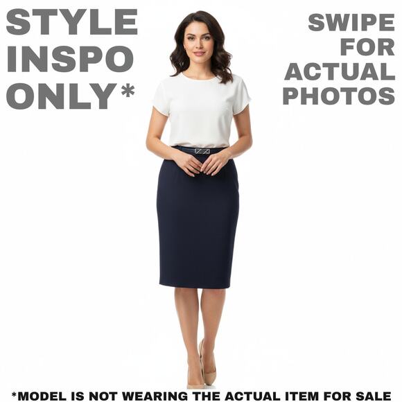 Bretton Place Navy Blue Pencil Skirt Size 16 0230 - Picture 2 of 8